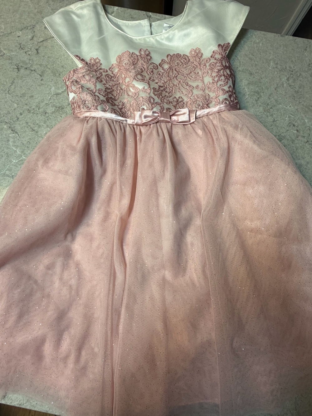 Jona Michelle Pink and Ivory Lace Tulle Party Dress